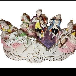 Vintage Dresden Lace Musical Porcelain Figurines
